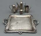 Vintage Peru 925 Sterling Miniature Tea Set Tray Teapots Creamer Sugar 37 2g