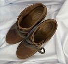Clarks Brown Women s 3  Heels  Laced  Distressed-look  Leather  Size 9m Boots