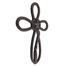 Cast Iron Star Rope Decorative Wall Cross Rustic Western Farm Theme 11 X 8 Inch