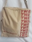 Vintage 70s Twa Airline Travel Bag Tan Red Logo Promo Advertising Strap Zip 
