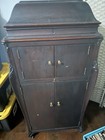 Antique Victor Victrola Talking Machine Cabinet W  Needles   Records Works 