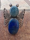 Vintage Navajo Sterling Silver Turquoise Lapis Spider Cuff Bracelet 6 1 4