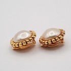 Chanel Cc Logo Imitation Pearl Round Button Earrings Clip-on Ghw 67rf919