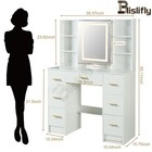 Vanity Makeup Table Set Dressing Desk With Led Lighted Mirror   7 Drawers White