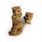 Three Vintage Small Figurine Made In Korea Owls Wings Sleeping Guitar Lot