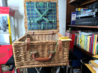 Vintage Optima Wicker Rattan Picnic Basket With Tag