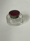 Antique Vanity Jar Silver Guilloche Enamel Early 1900s Vintage Crystal