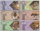  Russia The Red Book  animals  5-500 Roubles Full Set 6 Pcs  Private Issue 2015