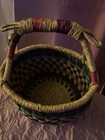 African Bolga Ghana Market Basket Woven Straw Tote Handle 15   9 1 2 X 10 1 2