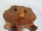Vintage Live Edge Wood Stump Cut Hinged Lid Felt Lined Jewelry Trinket Box 12 