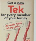 Vintage Tek Toothbrush Ad Print 1950s Childs Junior Adult Red Bathroom Decor