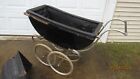 Large Vintage Antique Handmade Baby Stroller Buggy Carriage Wood Wicker Iron