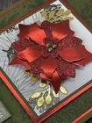 Christmas Card Kit- Poinsettia  Elegant  Gold   Red Foil  Merry Christmas
