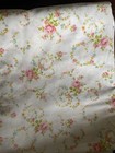 Vintage 60s Cottage Floral Full Size Flat Sheet Dainty Detail White Pink Green