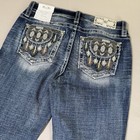 Miss Me Mid Rise Bootcut Jeans Women 28 X 32 Embellished Rhinestone Pockets New