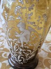 Antique Mary Gregory Cherubs Amber Colored Vase Hand Blown Glass 