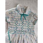 Polly Flinders Vintage Hand Smocked Dress Girls 6 White Teal Pastel 3207 Guyana