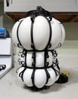 Vintage White Blown Glass Encased Wrought Iron Light Fixture 