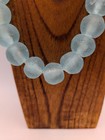 Necklace Recycled Glass Beads Frosted Aqua Blue 23mm Round Ghana