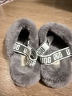 Ugg Fluff Yeah Slide Charcoal Gray Sheepskin Slippers Sandals Women   s Size 5