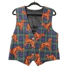 Irish Setter Dog Vest Womens Medium   Blue Green Plaid Retriever Hunting