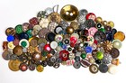 Rare   Antique Button Lot Victorian Picture Wood Glass Celluloid Cut Steel Vtg