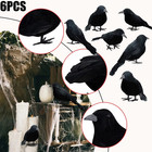 6pack Halloween Crow Decorations Realistic Black Feathered Lifesize Same Day        