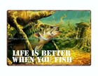 Bass Fishing Outdoor Sports Life Better When You Fish Metal Tin Sign Wall Art
