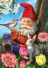 Garden Gnome Spring House Flag Birds Floral 28  X 40  Briarwood Lane