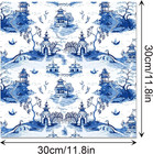 24 Sheets Blue Chinoiserie Pattern Pad Chinoiserie Scrapbook Paper Double-sided 