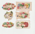C1890 Lot 6 Victorian Floral Valentine Card Paper Scrap Scrapbook Antique Flower