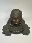 Early 1900s Native American Indian Chief In Headdress Inkwell By Judd Mfg 