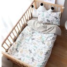 3 Pcs Baby Crib Bedding Set Cotton Bed Linens Boy Girl Cot Kit Sheet Duvet Cover