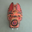 Vintage Guatemalan Folk Art Carved Wood Jaguar Mask Hand Painted Mayan Tigre
