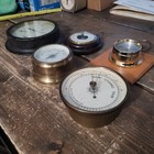 5 Unique Vintage Barometers Lot Brass Metal Glass Bulova Taylor Springfield