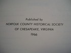 Vintage 1966 Norfolk County Virginia  History Book