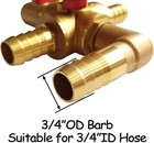 Heater Core Bypass Valve 4-way Solid Brass Automobile Heater Integrated Manual