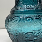 Teal Blue Textured Bottle Vase  12 Inch Tall Mcm-style Glass Genie Vase