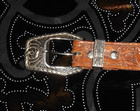 Vintage Hand Tooled Genuine Leather Belt Western Cowgirl Patina Weathered 30 31 