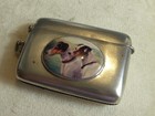 Silver Hallmarked 1906 Large  Pictorial Enamel Vesta Case  Two Jack Russell Dogs