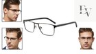 Sleek Black Metal Rectangle Glasses - Non-prescription Clear Lenses Included