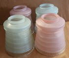    set 4 Rare Green Pink Prismatic Glass Industrial Shades Architectural Art Deco
