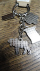 Alaksa Key Chain Featuring Forget Me Not  Moose  Alaska Flag Enamel silver Tone
