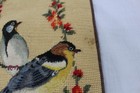 Vintage Petite Needlepoint Wall Hanging Birds Floral Brass Scroll Frame Tapestry