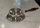 Sterling Frank M Whiting Brandy Sauce Butter Warmer Wood Handle Underplate 131 G
