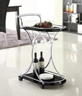 Stylish 2-tier Glass Shelf Metal Bar Cart In Black And Chrome