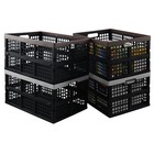 Idotry 42l Plastic Stackable Storage Milk Crate With Handles Heavy Duty  4 Pack 