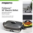 Presto Electric Foldaway Nonstick Skillet With Tempered Glass Lid  16   Black