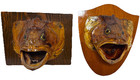Antique Large Mouth Bass Taxidermy Fish Head Mounts Creepy Odd Lot Of 2