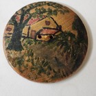 Early Decocountry Painted Buttons Signed Irma Braden A Winding Road the Old Farm